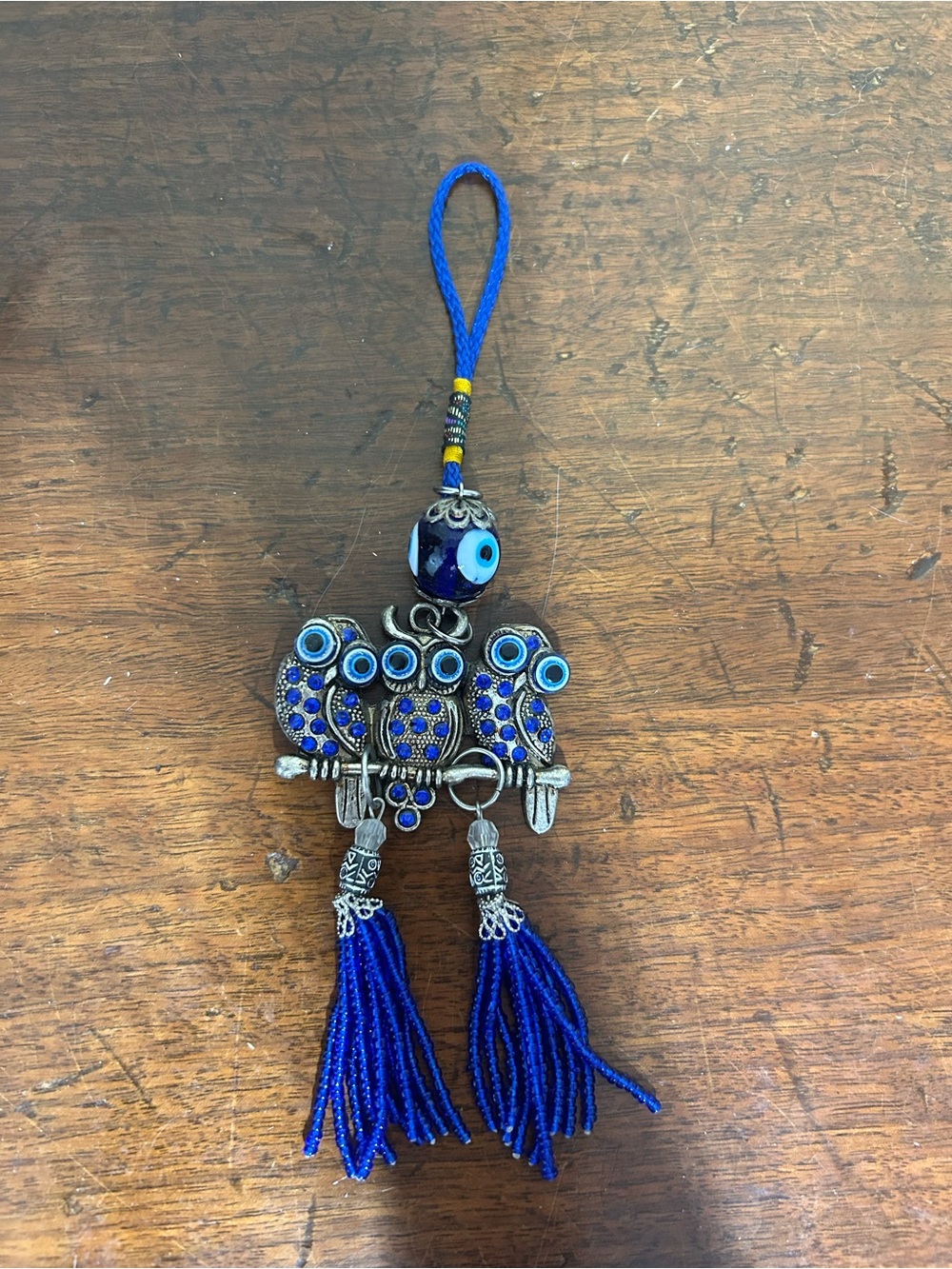 Blue Evil Eye Owl Tassel Pendant Charm - Brand